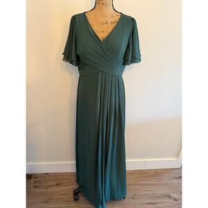 JJ’s House A-line V-Neck Floor-Length Chiffon Bridesmaid Dress #254693 Size 14